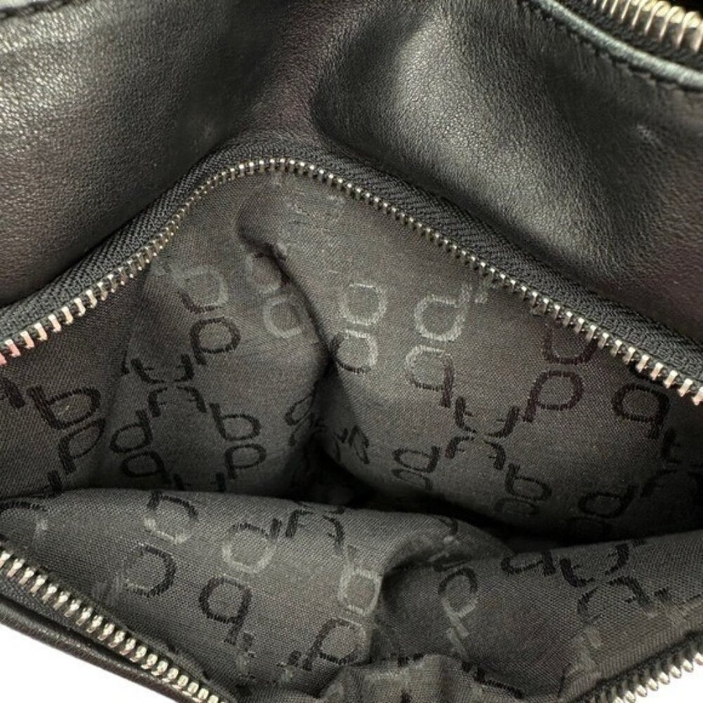 Francesco Biasia Black Leather Shoulder Bag with Brown Strap - Picture 12 of 16